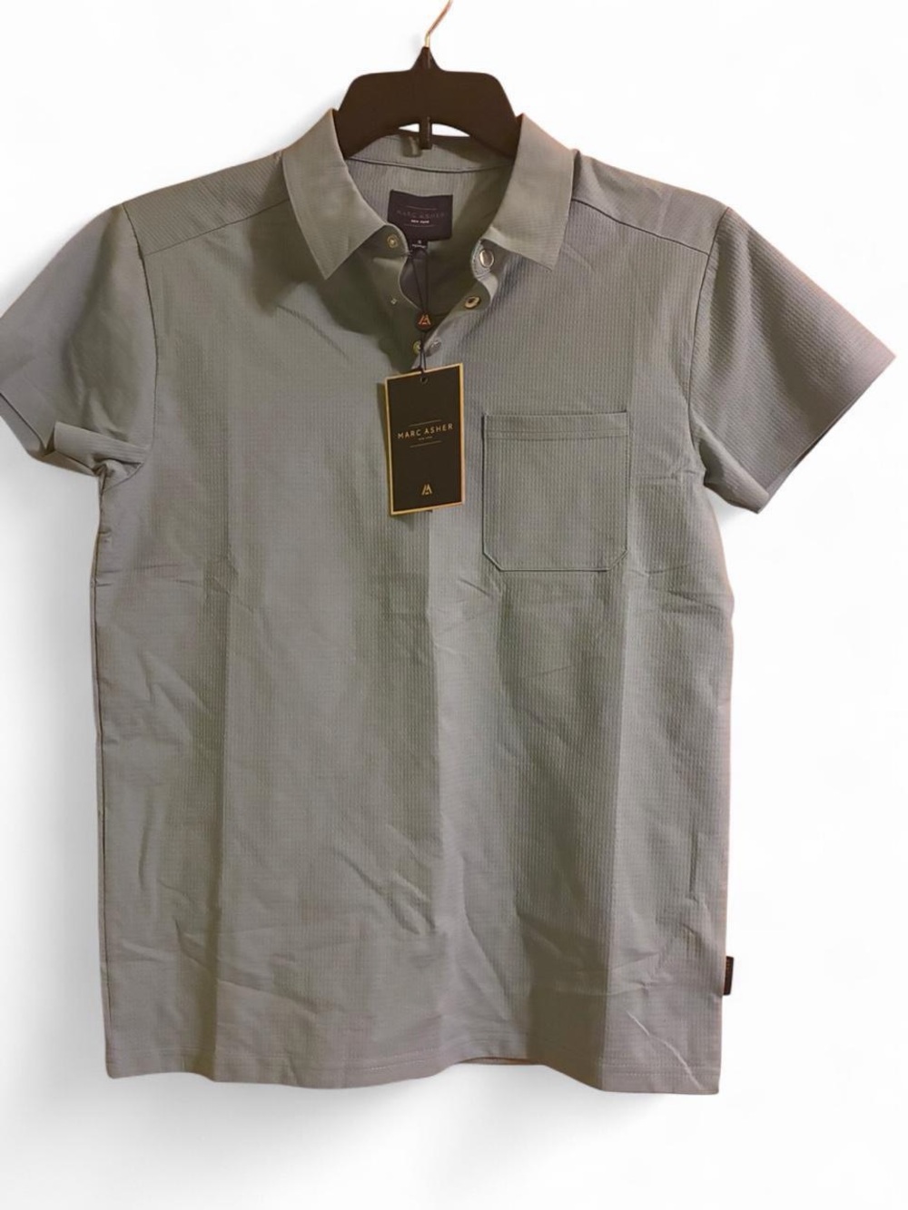 Short-Sleeve Polo in Sage Green with Chest Pocket